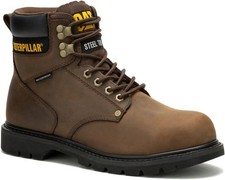 Caterpillar Mens SECOND SHIFT WP ST Steel Toe Waterproof Work Safety Boots Brown