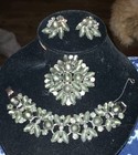 Large Display Ear Vintage Juliana D&E Silver Tone Gray Rhinestone Bracelet Pin Earrings ...