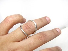 Hammered Sterling Silver Swan Neck Splint Ring   Adjustable Wire Splint for PIP