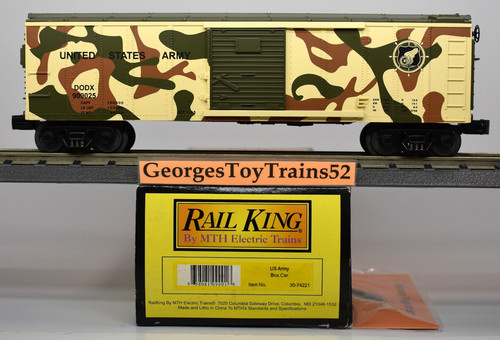 MTH RAILKING 3 RIELES O #909025 DODX ejército de Estados Unidos 40' vagón de caja de una sola puerta 30-74221 nuevo en caja | Condition: New