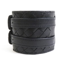 Bracciale Intrecciato Autentico BOTTEGAVENETA Pelle Nera/Argento - h31681a