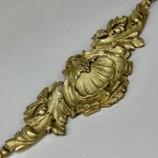 Antique French Traditional Large Ornate Gold Colour Cast Bronze Metal Pediment