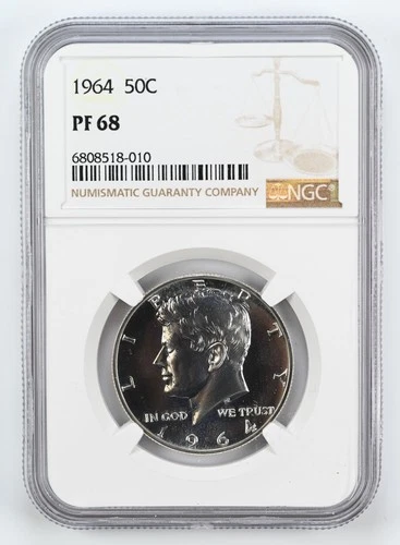 Certified 1964 Kennedy Half Dollar NGC PF68 Proof Silver 50c
