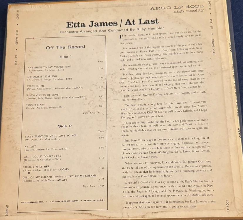 Etta James - At Last! (Mono; VG/VG) - Image 2 of 4