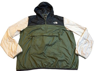 The North Face WindWall Jacket Mens XL Green Black Colorblock Hooded 1/2 Zip