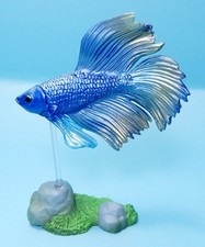 Stasto Blue & Yellow halfmoon Betta Siamese Fighting Fish figure US seller New
