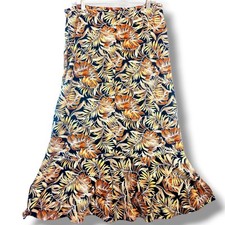 Vintage 90  s Y2K Sag Harbor Leaves Midi Skirt Women  s M W-33" Boho Side Zipper
