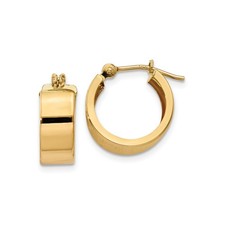 5mm Polished Flat Hinged Hoop Earrings in Real 14k Yellow Gold