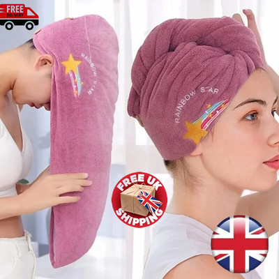 Schnelltrocknendes Haartuch Halstuch Koralle Fleece Turban Kappe super saugfähig Bademütze