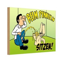 Holzschild 12X18 Cm Beim Pinkeln Sitzen GrüNes Warnschild Hinweisschild Deko Ges