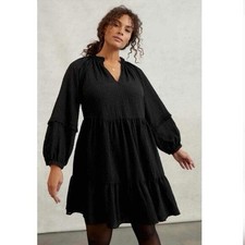 Anthropologie Mare Mare Anne Tiered Tunic Dress Black Ruffled Size S #b07