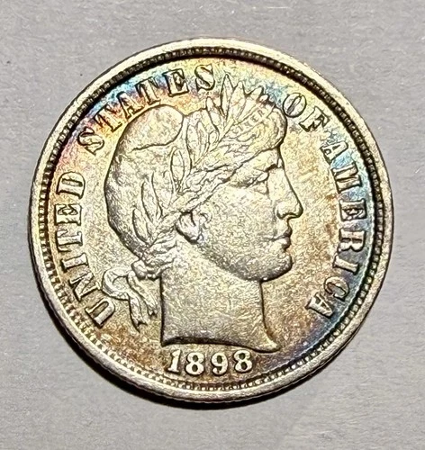 1898 Barber Dime Stunner Toner Silver So So Clean!!!!