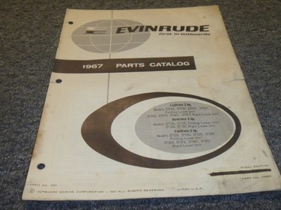 1967 Evinrude Lightwin 3HP 3706C 3707C Outboard Motors Parts Catalog Manual xo