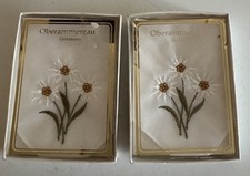 Lot Of 2 SWITZERLAND Souvenir Boxed Embroidered Handkerchief Flowers cottage