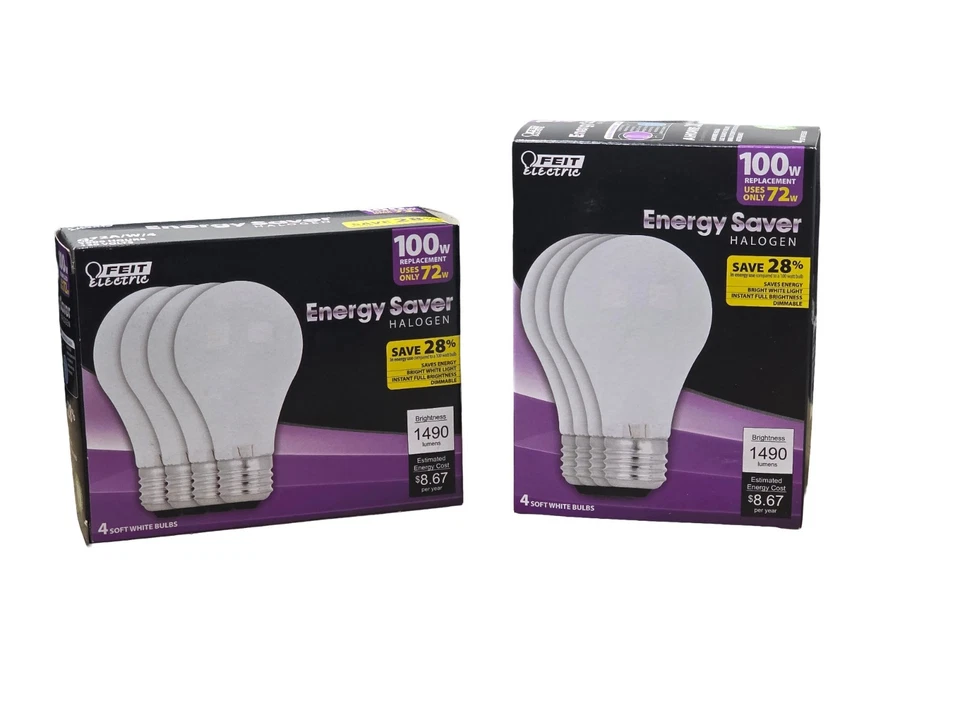 FEIT ELECTRIC Q72A/W/4/RP 100W=72W Light Bulbs | Soft White | 2 X 4-Pack=8 Bulbs - Image 2 of 4