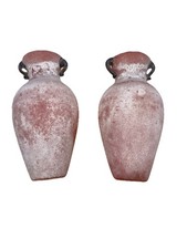 2 Romanian Red Rust Frosted Hand Blown Glass Design Guild Wall Pocket Vases