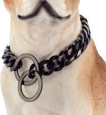Dog Chain Collar Black Color High Polished Stainless Steel Cuban Link Strong