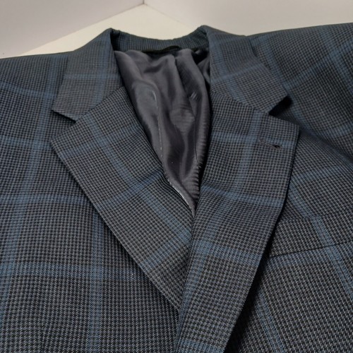 Jos A Bank Signature Silk Wool Houndstooth Windowpane Sport Coat Mens 44L Blue - 第 1/9 張圖片