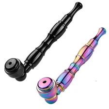 ( Pack of 2 ) 4.3" Metal Detachment Tobacco Smoking Pipes with Caps Hand Pipes