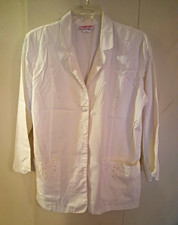 Cherokee Womens White Nurse Lab Coat Cotton Blend Button Pockets Sz XL Bust 24"