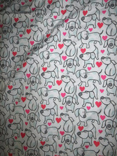 Lot of 2 Standard Pillow Case Double Sided Dog with Pink Heart White Grey