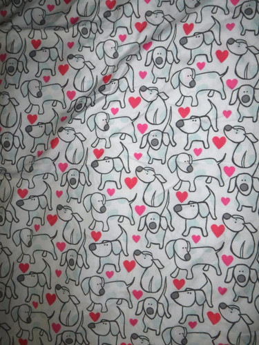 Lot of 2 Standard Pillow Case Double Sided Dog with Pink Heart White Grey