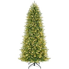 Elegant 6.5' Pre-Lit Slim Fraser Fir Tree with 350 Clear Lights - Safe Stylish