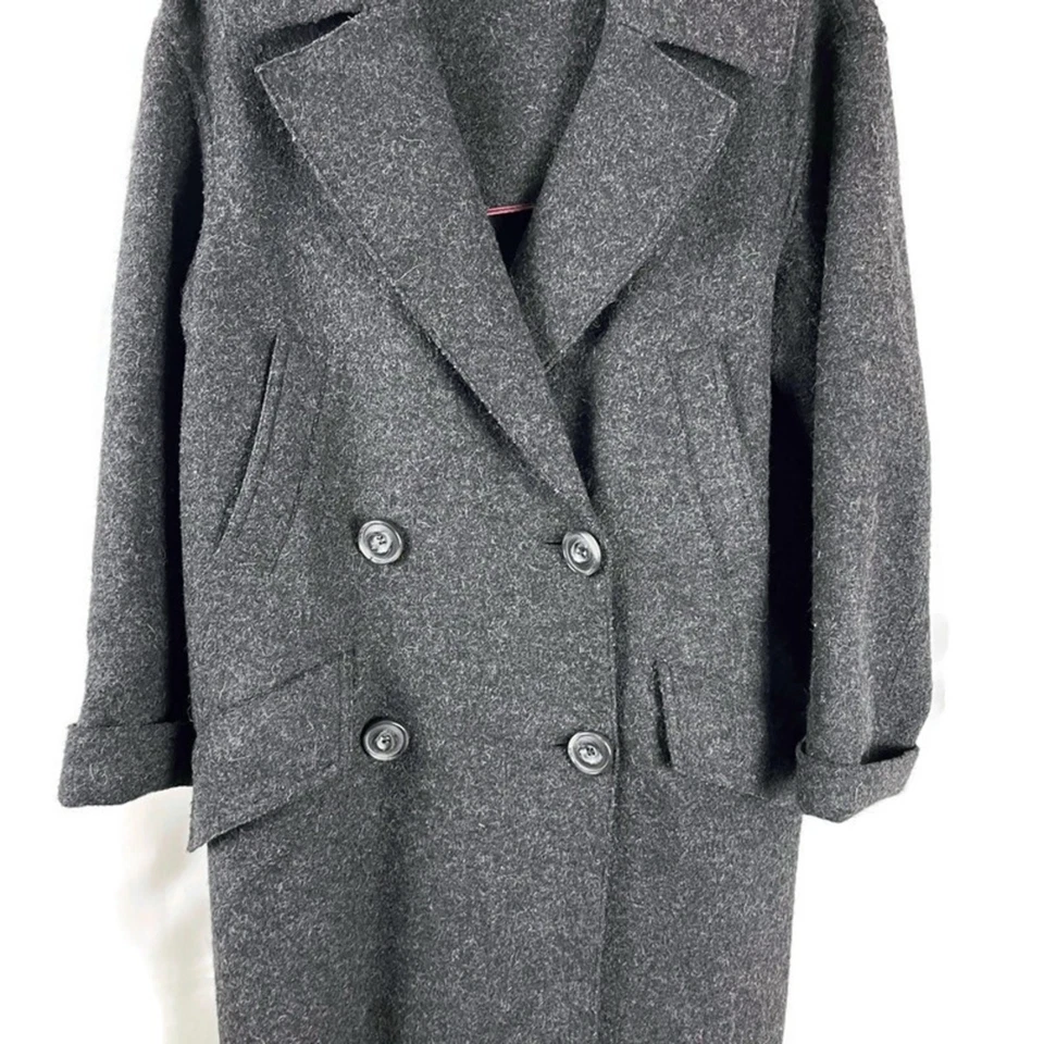 PERUVIAN CONNECTION Women's Charcoal Gray Alpaca Wool Midi Pea Coat Size Small - Image 3 of 4