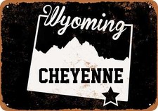 METAL SIGN - Wyoming State 5 BLACK -- Vintage Look