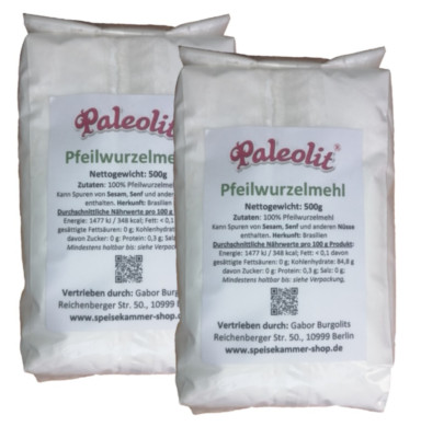 2 x 500 g Pfeilwurzelmehl Pulver Glutenfrei arrowroot powder Bindemittel