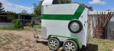 Single Tandem Horse Float -White with Green Decorative Paintwork. Very Solid 