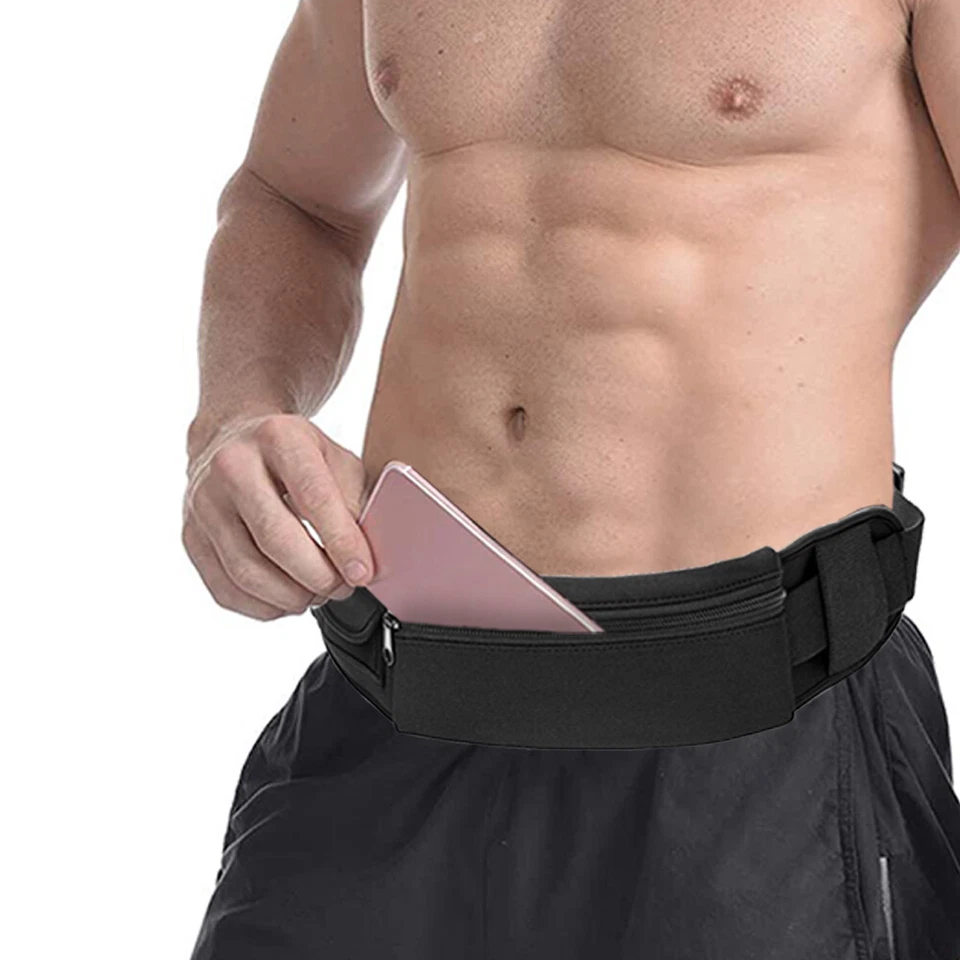 Men Women Fanny Pack Running Belt Phone Holder Waist Bum Zip Bag Pouch Workout - Image 3 of 4