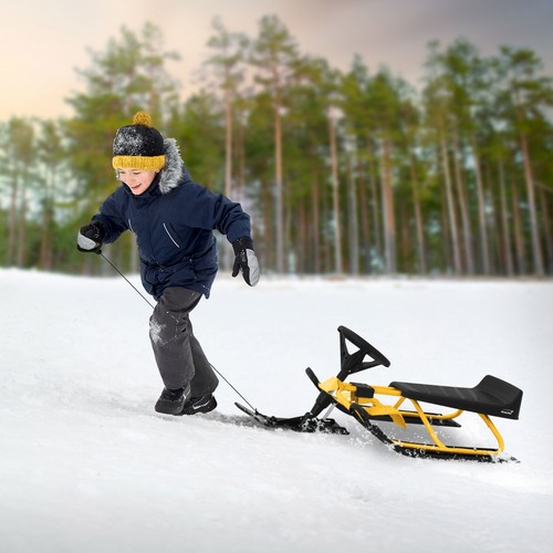 Lenkschlitten Schlitten für Kinder Bob mit Lenkrad Kinderschlitten bis 90 kg - Bild 9 von 9