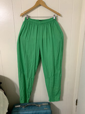 JAMS WORLD Vintage Rayon Pants Palm Green Drawstring Beach Made In USA Sz M