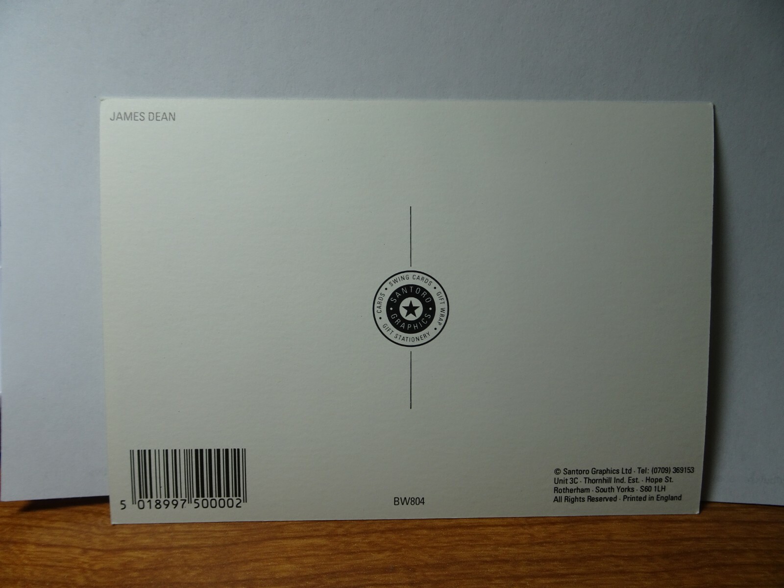 JAMES DEAN SANTORO GRAPHICS LTD. POST CARD5.8" X 4.2"NEWPRINTED IN