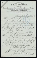 J.M.K. Southwick ALS 1882 Letterhead Henry Hall & Sons Highland Mills, NY (#1)