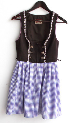 Ladies' traditional dirndl sleeveless brown, skirt checked size 36 by Stockerpoint