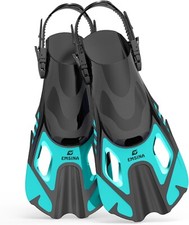 EMSINA Snorkel Fins Adjustable Buckles Open Heel Swim Flippers Travel Size S/M