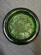 Vintage Green Glass Aries Ashtray.