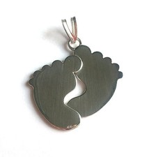 Ciondolo Piedini Bimbo con Collana in Argento 925.Incisione Gratis. MadeinItaly 