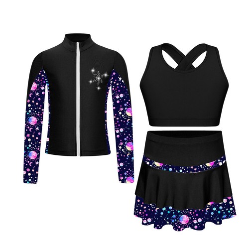 Kids Girls Sets Tennis Tracksuits Rhinestone Outfits Snowflake Vest Sports - Picture 5 of 58