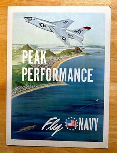 Vintage Navy Poster - Peak Performance Fly Navy - Heavy Stock - 1950s Original!