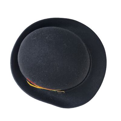 Vintage Lancaster Hat 70s Black Swagger Felt Wool Slopping Brim Fedora Hat Vintage Lancaster Hat 70s Black Swagger Felt Wool Slopping  main image 4