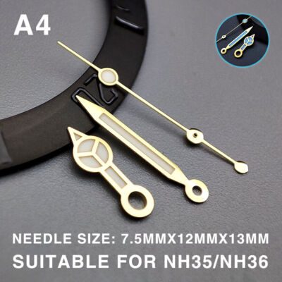 Blue Luminous Golden Trim 13mm Watch Hands for Seiko NH35/NH36/NH38 Movement