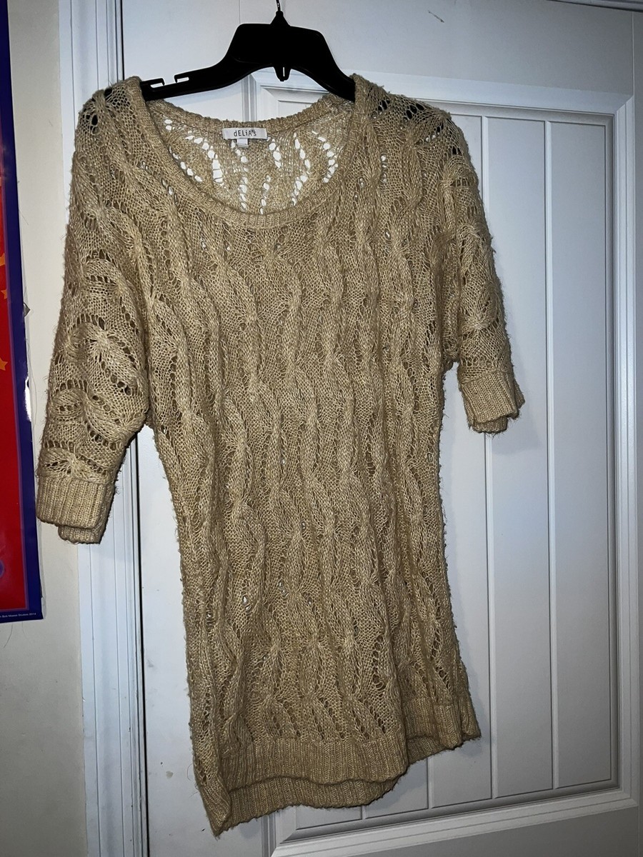 Delias cream colored y2K knit sweater short sleeve unique