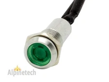 PL6-G ATI 6mm 1/4" Green 12V  LED Metal Indicator Pilot Dash Light 