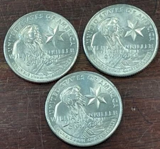 Lot Of Three 2022 P Wilma Mankiller Die Chip Error Variety Quarters Chip In Hair