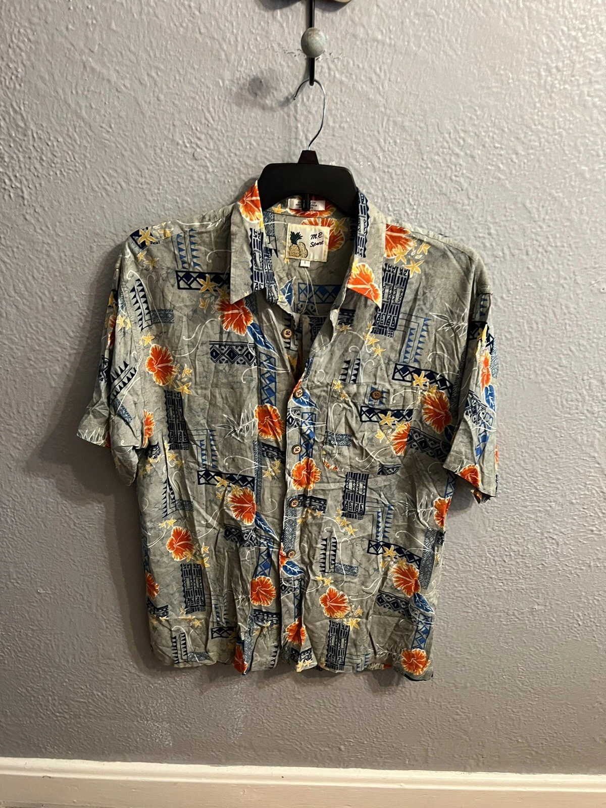 M.E. Sport Vintage Hawaiian Shirt Front Mens Lrg