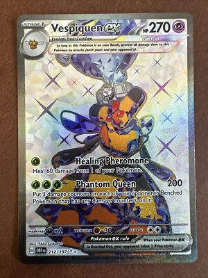 vespiquen ex pokemon card value Pokémon Tcg Obsidian Flames Vespiqueen Ex 212/197 Mint Full Art Pack Fresh