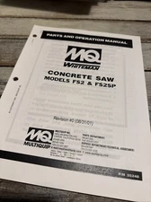 Multiquip FS2 FS2SP Concrete Saw Instruction Parts Manual Maintenance Book Guide